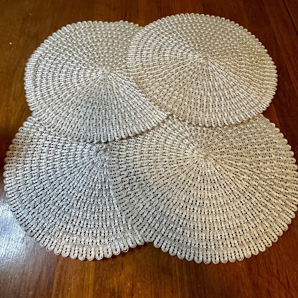 Shiny Silver Round Table Placemats 15” Set Of 4